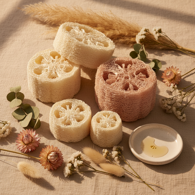 Fluffy loofah sponges