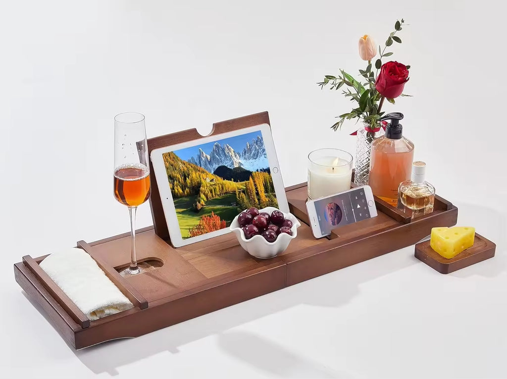 Bamboo Bath Caddy | Extendable & Non-Slip