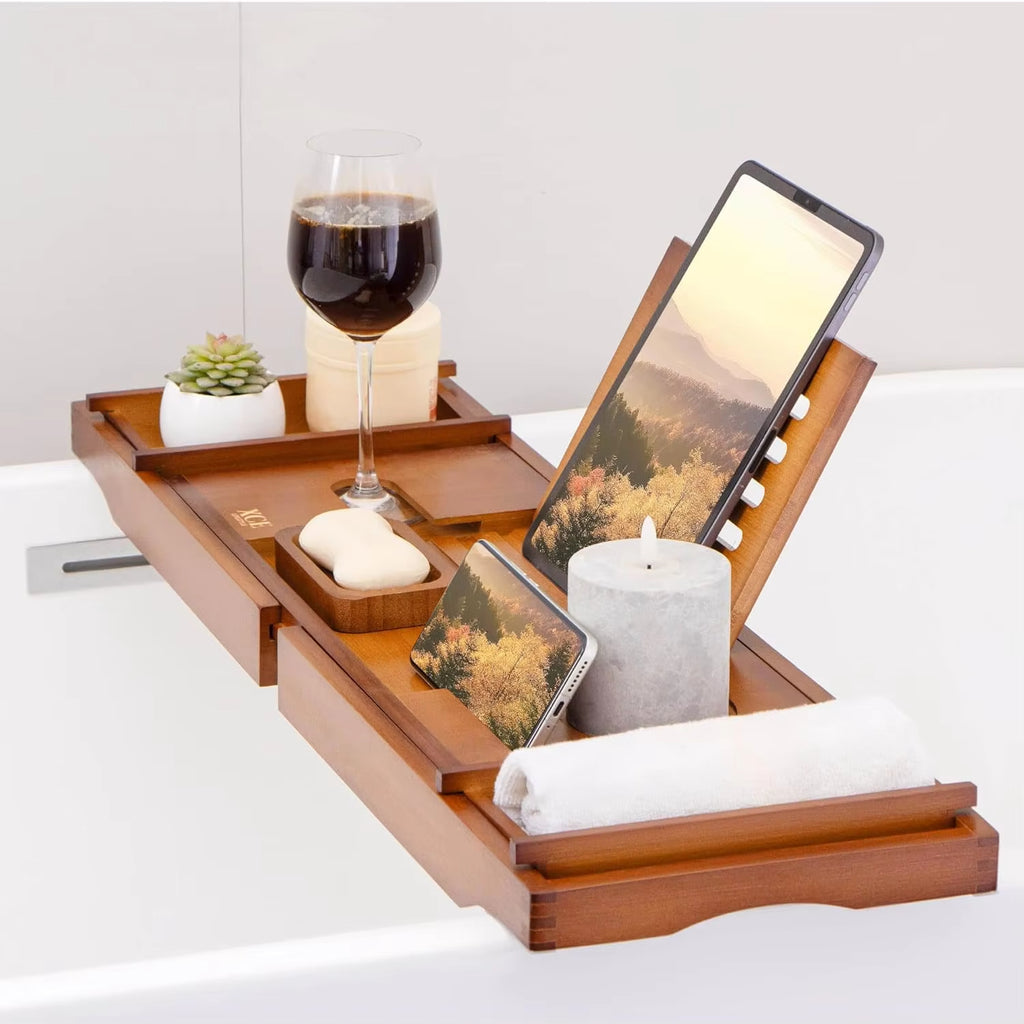 Bamboo Bath Caddy | Extendable & Non-Slip